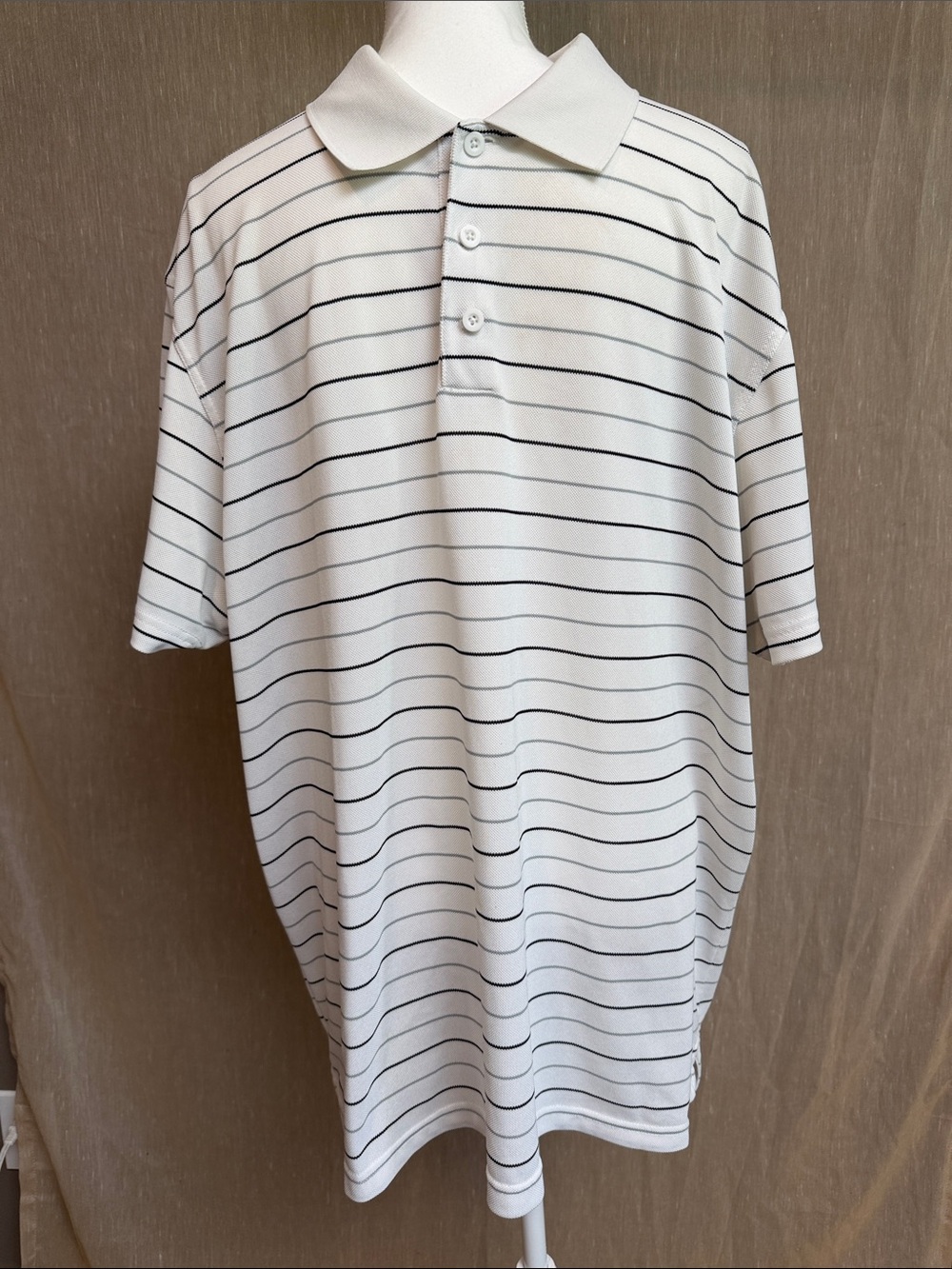Old Navy Active Polo with Thin Black & Gray Stripes